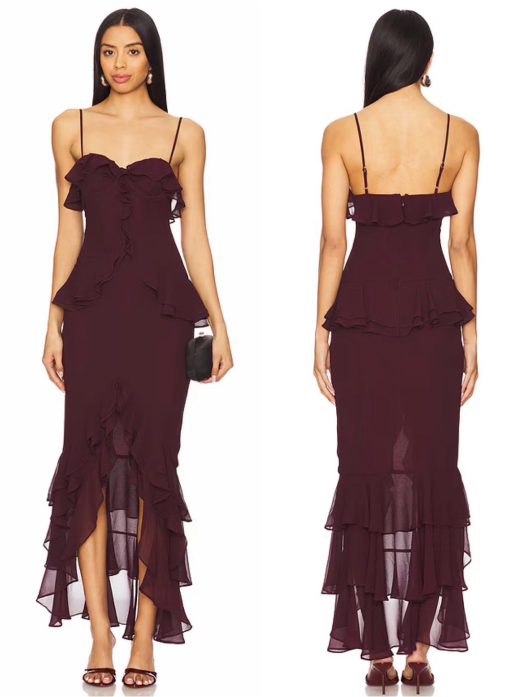 Nwt Lovers And Friends Melissa Red Wine Gown Ruffle Formal Wedding Party Prom M